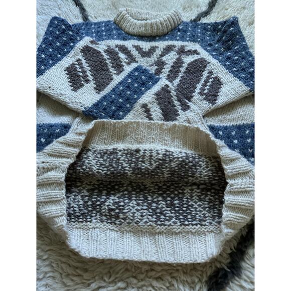 Wool Winter Sweater Men Handmade Chunky Warm thick fair isle - Picture 8 of 11